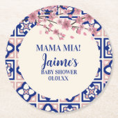 Mama Mia Baby Shower Cherry Blossoms Runder Pappuntersetzer (Vorderseite)