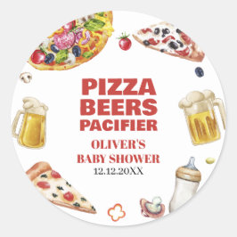 Mama Mia Pizza Beer Schnuller Baby Shower Runder Aufkleber
