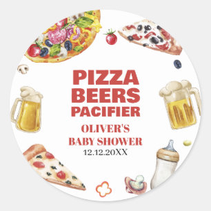 Mama Mia Pizza Beer Schnuller Baby Shower Runder Aufkleber