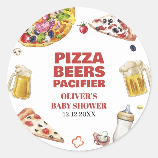 Mama Mia Pizza Beer Schnuller Baby Shower Runder Aufkleber (Vorderseite)