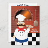 Mama Mia Pizza Fest Koch Pizza Pizza Einladung (Vorne/Hinten)