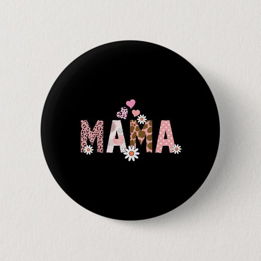 Mama Mini Floral Mommy Me Mutter Tochter passend Button (Vorderseite)