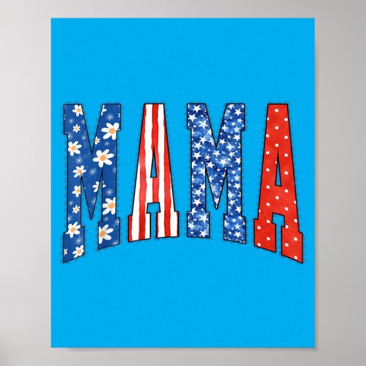 Mama Mini Niedlich 4. Juli Mutter Kinder Amerikani Poster (Vorne)