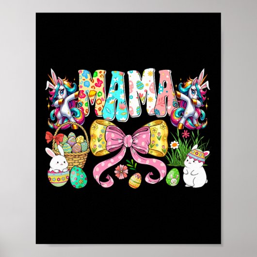 Mama Mini Ostern passendes Mama-Kaninchen Oster Ta Poster (Vorne)