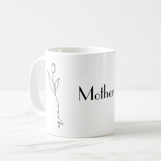 Mama | Minimale Chic-Tasse und Blume Kaffeetasse (Vorderseite Links)