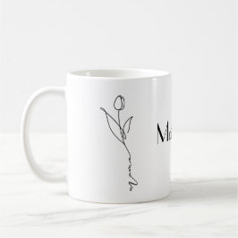 Mama | Minimale Chic-Tasse und Blume Kaffeetasse