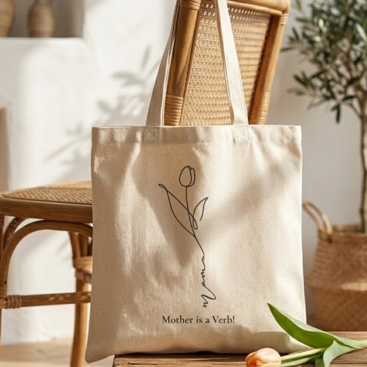 Mama | Minimaler Chic Script und Blume Tote Tasche