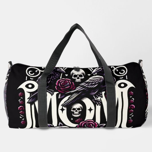 Mama mit 2 Ravens und Schädeln Duffle Bag (Rückseite)