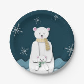 Mama mit Blue-White-Polar-Bär mit Baby-Party Pappteller (Vorderseite)