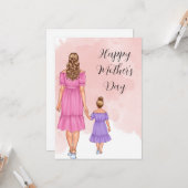 Mama mit der Tageskarte der Tochter Karte (Vorderseite/Rückseite Beispiel)