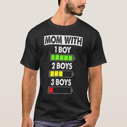 Mama mit drei Boys Akku leer - Mama mit 3 so T-Shirt (Vorderseite)