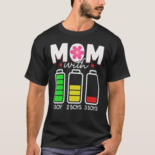 Mama mit drei Boys Akku leer Mama mit 3 Son T-Shirt (Vorderseite)
