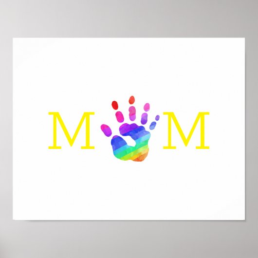Mama mit farbenfrohen Rainbow-Kinderhandschuhen Poster (Vorne)