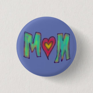Mama mit Herz Handgezeichnete Kunst Blau Button