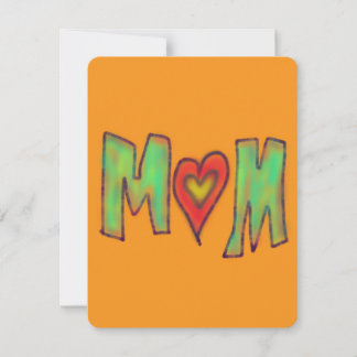 Mama mit Herz Handgezeichnete Kunst Gelb Mitteilungskarte