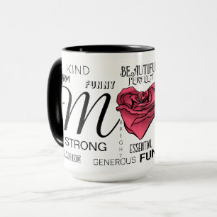 Mama mit Herz Rose und Typografie Tasse