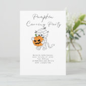 Mama mit Jack-O' Lantern Pumpkin Carving Party Einladung (Stehend Vorderseite)