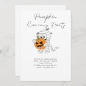 Mama mit Jack-O' Lantern Pumpkin Carving Party Einladung (Vorne/Hinten)