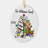 Mama mit Mädchen, 2 Babyjungen, Hundeschlittenauss Keramikornament (Rechts)