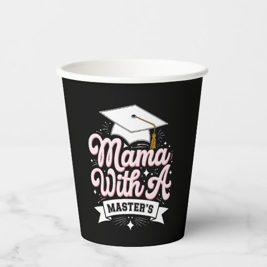 Mama mit Master-Abschluss-Abschluss-Mama Pappbecher (Vorderseite)