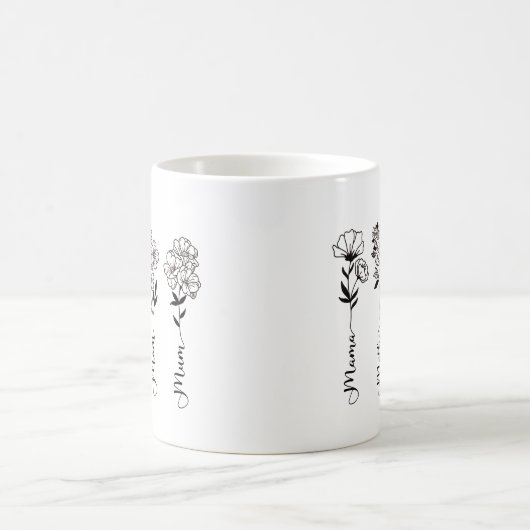 Mama mit minimalistischer Wildblume Kaffeetasse (Mittel)