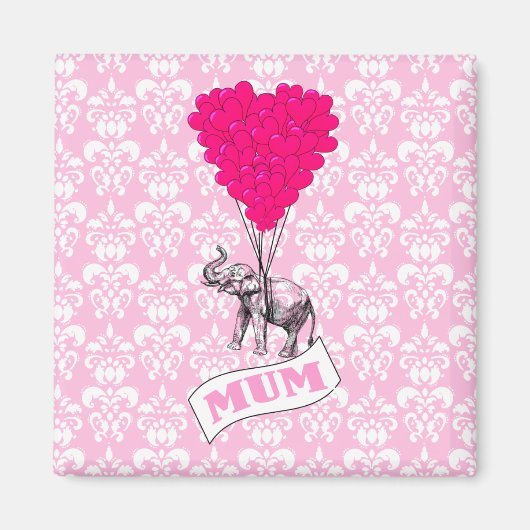 Mama mit rosa Elefant Magnet (Vorne)
