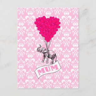Mama mit rosa Elefant Postkarte