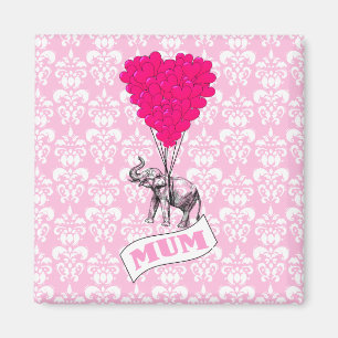 Mama mit rosa Elefanten Magnet