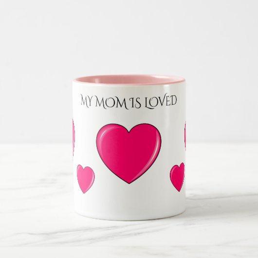 "MAMA" mit rosa Herzen Kaffee oder Tee-Tasse. Zweifarbige Tasse (Mittel)