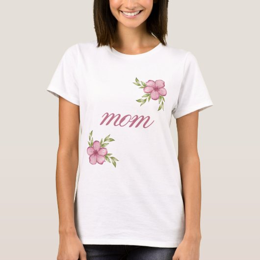 Mama mit rosafarbenen Blume T - Shirt für Frauen (Vorderseite)