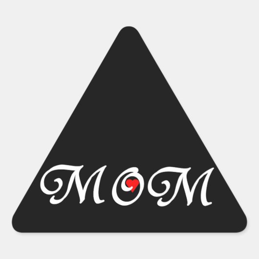 Mama mit rotem Herzen Dreieckiger Aufkleber (Vorderseite)