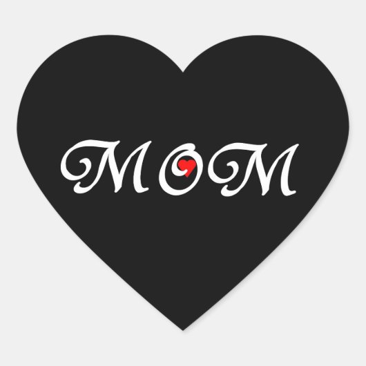 Mama mit rotem Herzen Herz-Aufkleber (Vorderseite)