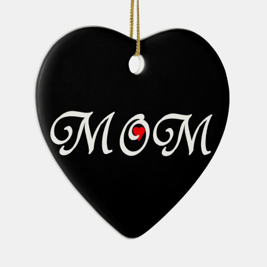 Mama mit rotem Herzen Keramik Ornament (Rechts)