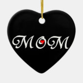 Mama mit rotem Herzen Keramik Ornament (Vorne)