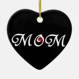 Mama mit rotem Herzen Keramik Ornament