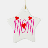 Mama mit Rotem Herzen Keramik Ornament (Rechts)