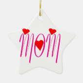 Mama mit Rotem Herzen Keramik Ornament (Vorne)