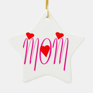 Mama mit Rotem Herzen Keramik Ornament
