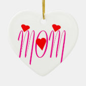 Mama mit Rotem Herzen Keramikornament (Vorne)