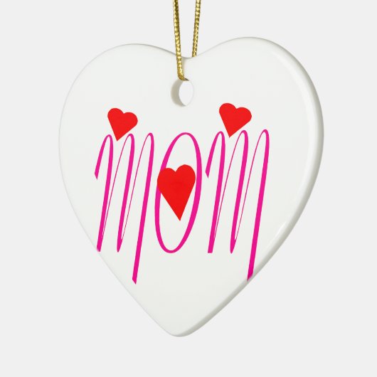 Mama mit Rotem Herzen Keramikornament (Links)