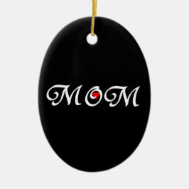 Mama mit rotem Herzen Keramikornament