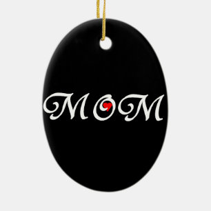 Mama mit rotem Herzen Keramikornament