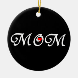 Mama mit rotem Herzen Keramikornament