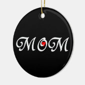 Mama mit rotem Herzen Keramikornament (Links)