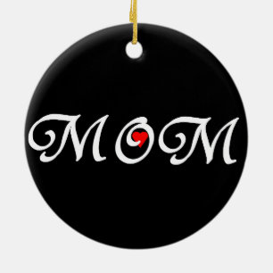 Mama mit rotem Herzen Keramikornament
