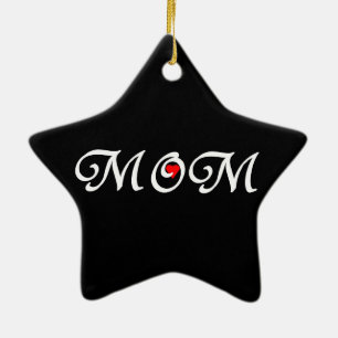 Mama mit rotem Herzen Keramikornament