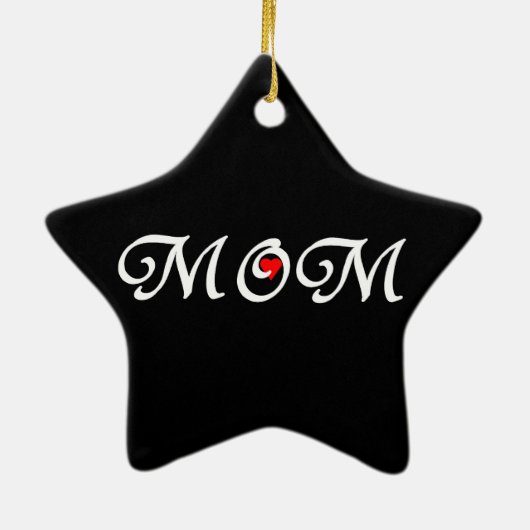 Mama mit rotem Herzen Keramikornament (Hinten)