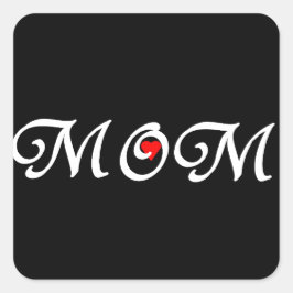 Mama mit rotem Herzen Quadratischer Aufkleber