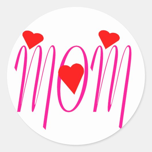 Mama mit Rotem Herzen Runder Aufkleber (Vorderseite)