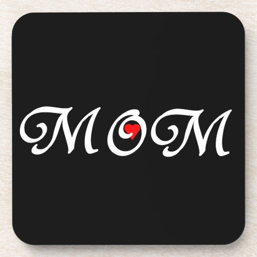 Mama mit rotem Herzen Untersetzer (Vorderseite)